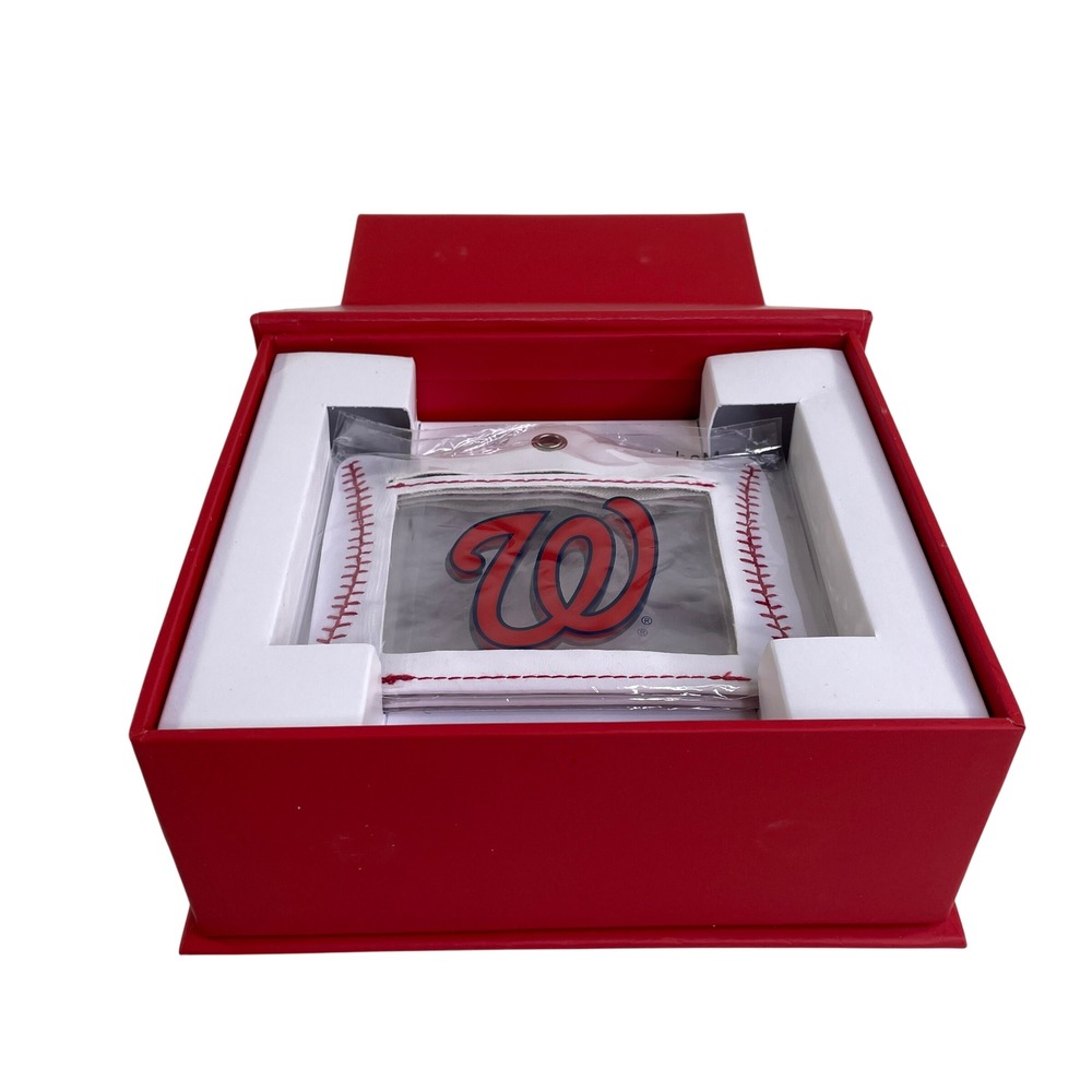 Washington Nationals MLB Luggage Tag Set Red Curly W Baseball Stitching 2 Pack